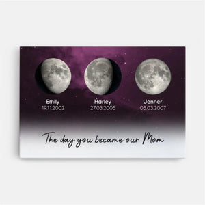Grandma Moon Phase Canvas, The Day You Became Our Grandma, Personalized Grandkids Birth Moon Gift, Mother s Day Gift for Grandma