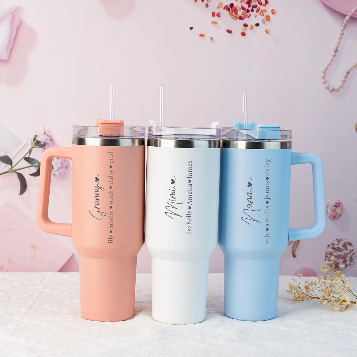 Personalized 40oz Tumbler Gifts for Grandma, Custom Kid's Names Engraved Cup, Mother's Day Gifts for Nana, Mimi From Grandchildren