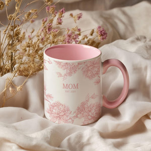 Personalized New Mom Mug For Mom, Custom Mother's Day Gift, Coquette Blue Toile Mug Gift For New Mom, Mother In Law Gift, Baby Shower Gift