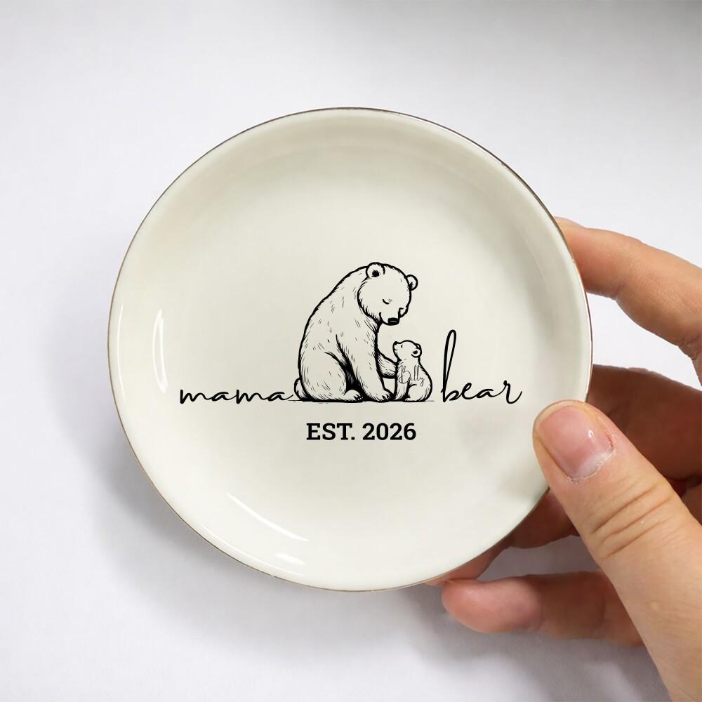 Mama Bear Jewelry Dish, Personalized Jewelry Dish for Mom, Custom Mom Gift, Mother s Day Gift, New Mom Keepsake, Custom Trinket Tray