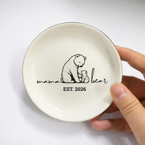 Mama Bear Jewelry Dish, Personalized Jewelry Dish for Mom, Custom Mom Gift, Mother s Day Gift, New Mom Keepsake, Custom Trinket Tray