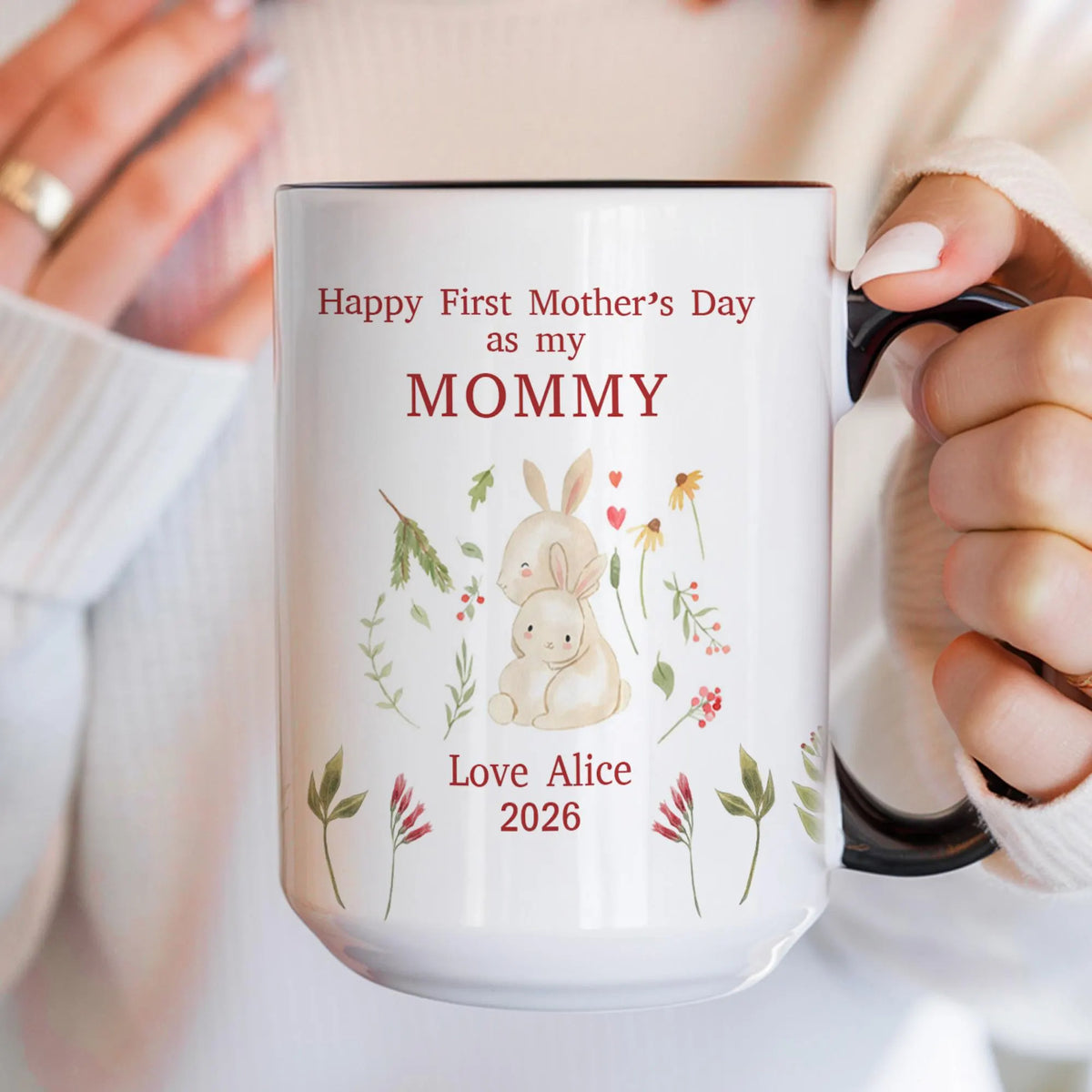 Personalized New Mom Mug, First Mother's Day Mugs Gifts for Moms, Custom Name Coffee Mug for New Mothers