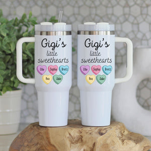Custom Gift For Grandma, Personalized With Grandkids Names, Tumbler with Handle, Gifts for Grandma, Mother's Day Gift, Travel Mug Cup 40oz