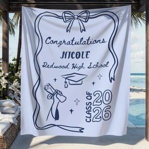 Custom Class of 2026 Graduation Backdrop Banner, Personalized Grad Party Decoration with Name, Photo Booth Background for Graduation Celebration Decor