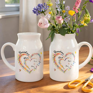 Custom Grandma Heart Flower Vase, Flower Vase for Nana, Vase with Kids Name, Mothers Day Gift, Gift from Grandkids, Grandma Vase, Mom Gift