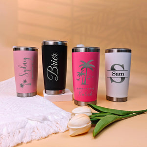 Personalized 20 oz Tumbler,Girls trip Mug,Stainless Steel Name Tumbler with straw,Custom Travel Mug,Laser Engraved Cups,Custom Beach Tumbler