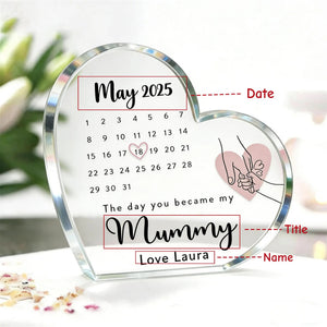 Personalized Mother's Day Gift:The Day You Became My Mummy Heart Plaque Custom Date Keepsake,New Mom Gift,Mother s Day Gift from DaughterSon