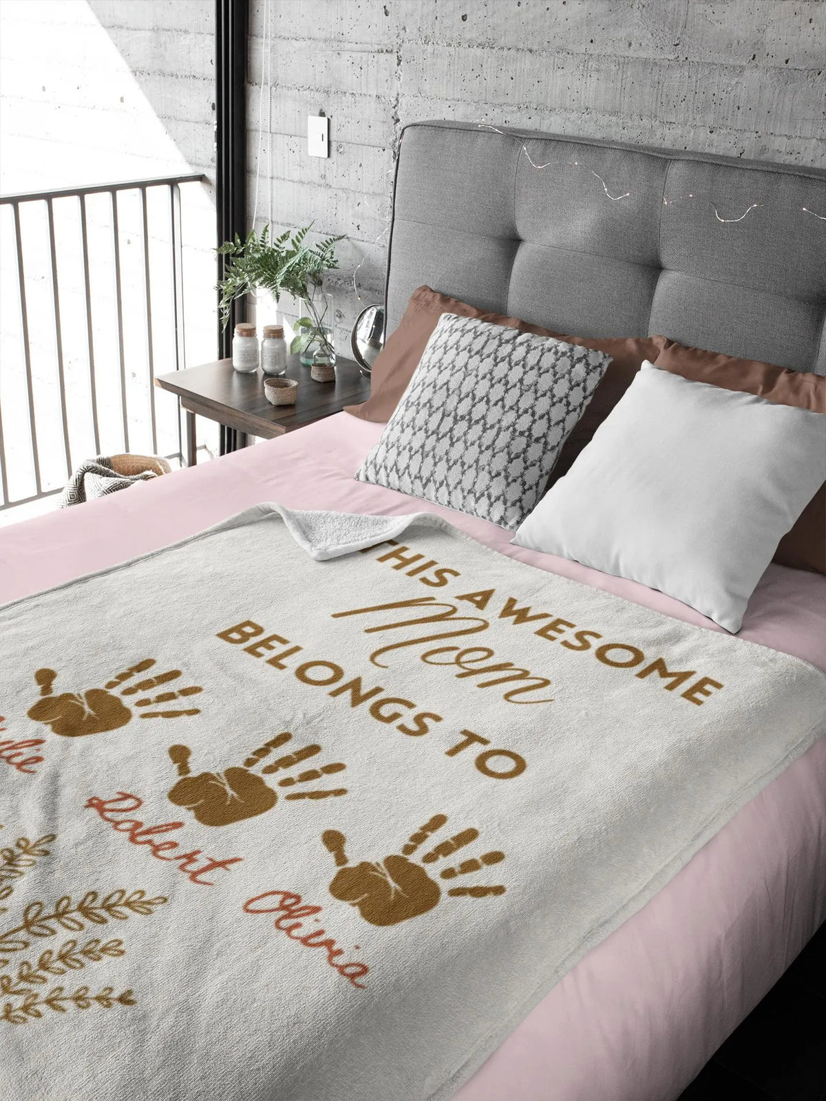 Personalized Mom Blanket with Kids Names, Custom Mother's Day Gift, This Awesome Mom Belongs To, Gift for Mom from Kids, Custom Flower Throw