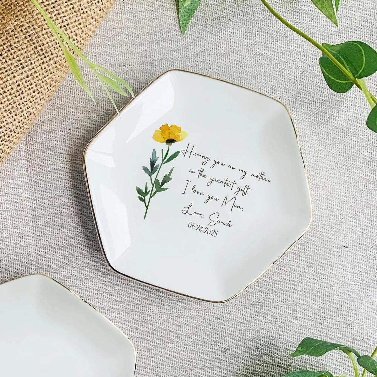 Personalized Flower Ring Dish For Mommy Custom Jewelry Holder Birthday Trinket Tray Mothers Day Gift For Mom For Grandma For Nana
