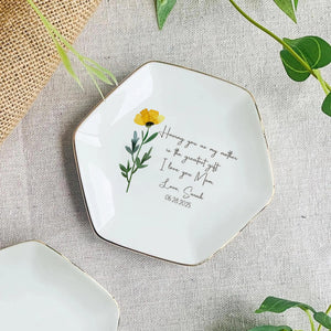 Personalized Flower Ring Dish For Mommy Custom Jewelry Holder Birthday Trinket Tray Mothers Day Gift For Mom For Grandma For Nana