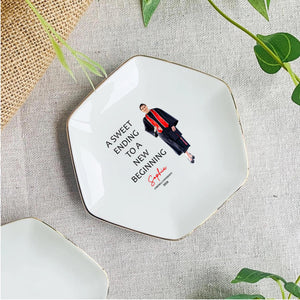 Personalized Graduation Photo Jewelry Dish: Custom Ceramic Trinket Tray Gift for Graduate, College Graduation Keepsake, Class of 2026 Ring