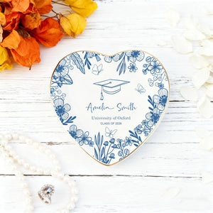 Personalized Graduation Ring Dish,Personalized College Ring Dish,Personalized Jewelry Dish for Grad,Graduation Gift For Her,Toile De Jouy