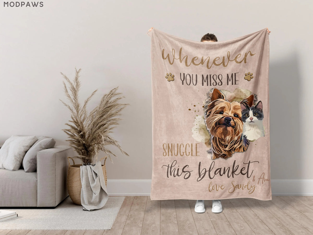 Custom Dog Memorial Blanket Using Pet Photo + Name Personalized Pet Memorial Gift Customize Dog Blankets Cat Picture Photo Blanket Mom Gift