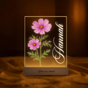 Personalized Flower Garden Acrylic Night Light: Engraved Baby Name Gift, Christmas gift, Gift For Mother