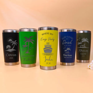 Personalized 20 oz Tumbler,Girls trip Mug,Stainless Steel Name Tumbler with straw,Custom Travel Mug,Laser Engraved Cups,Custom Beach Tumbler