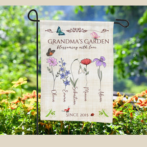 Personalized Grandma's Garden Flag Custom Floral Name Mother's Day Gift Nana's Decor