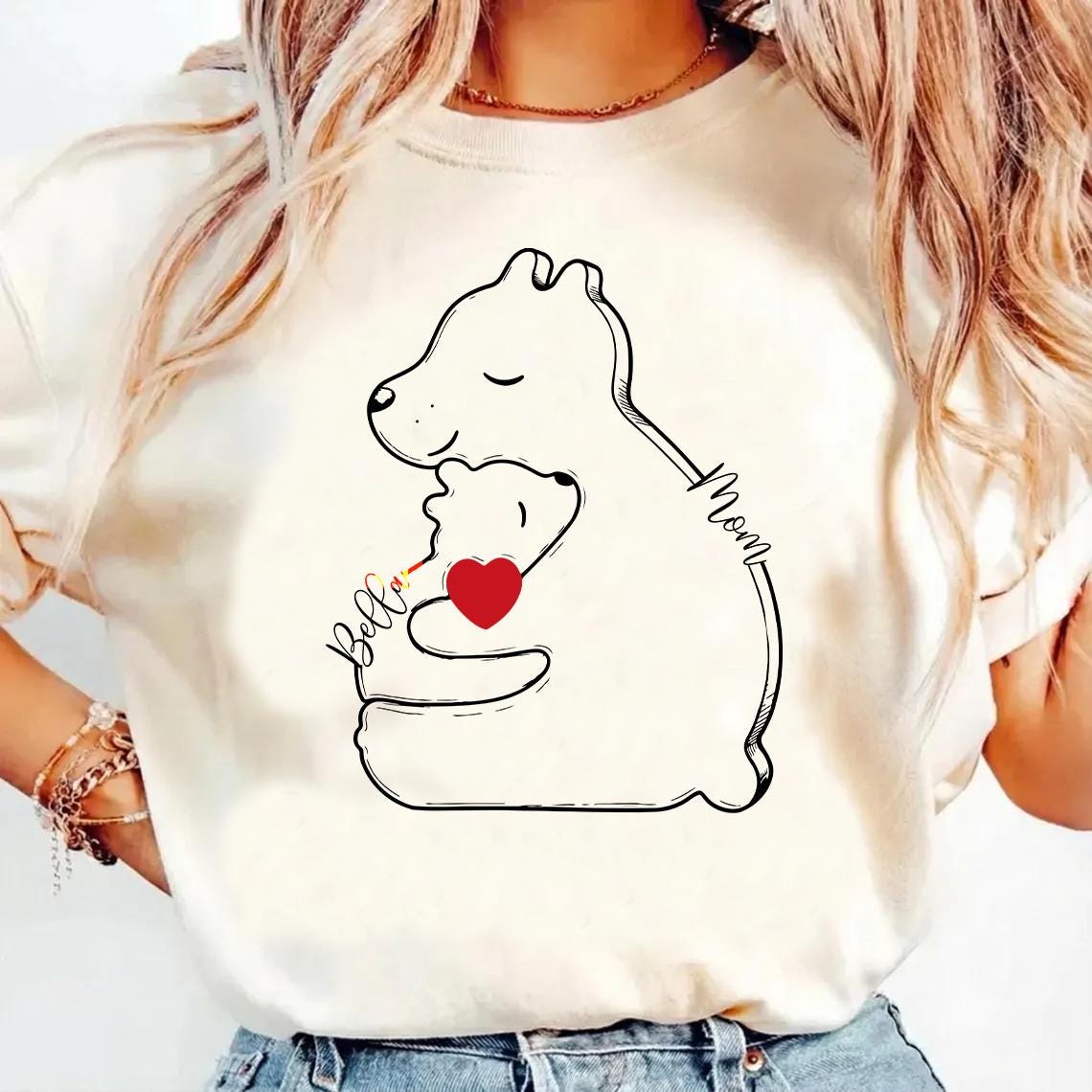 Personalized Mom and Baby Bear Shirt, Bear Mom Shirt First Mothers Day Gifts, New Mom Gifts, Daughters First Mothers Day, Cute Mom Shirt
