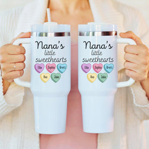 Custom Gift For Grandma, Personalized With Grandkids Names, Tumbler with Handle, Gifts for Grandma, Mother's Day Gift, Travel Mug Cup 40oz