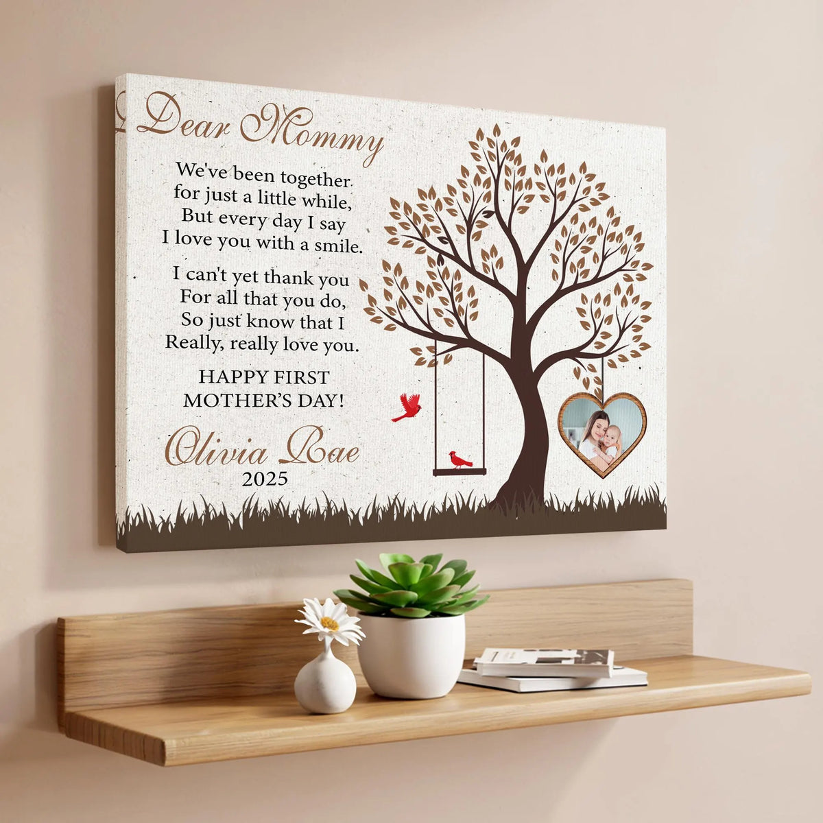 First Mother's Day Gift, New Mom Gift, Dear Mommy 1st Mother's Day Gift from Baby, First Time Mom Wall Art Canvas Ready to Hang