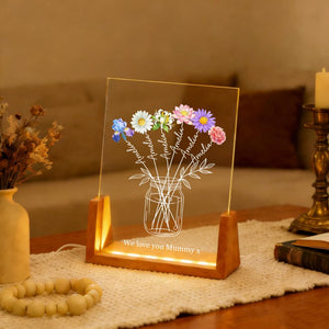 Personalized Grandma's Garden Night Light, Family Bouquet Gift Mother's Day Gift