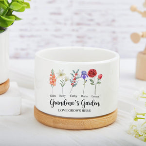 Personalised Birth Flower Mini Pot, Mothers Day Plant Pot, Grandma's Garden Pot for Mom Nanny, Family Flower Plant Pot, Perfect Gift for Her