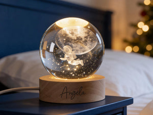Custom Name Night Light, Solar System & Moon Night Light, Crystal Ball Night Light, Baby Shower Gift, Birthday Gift, Kids Nursery Decor