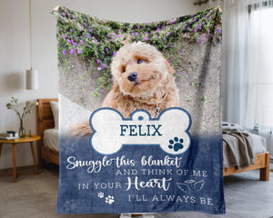 Personalized Dog Photo Memorial Blanket, Pet Loss Remembrance Gift For Dog Mom Dad