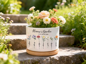 Grandma s Garden Personalized Birth Flower Pot, Custom Names Planter for Nana, Mother s Day Gift from Daughter, Family Birth Month Flowers