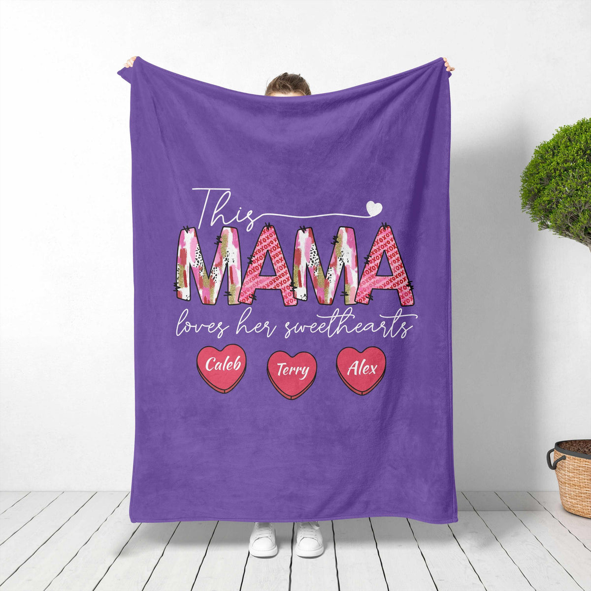 Personalized Mama Blanket With Kids Names: Sentimental Mom Gift For Mother's Day, Best Gift For Mother