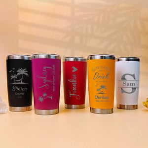 Personalized 20 oz Tumbler,Girls trip Mug,Stainless Steel Name Tumbler with straw,Custom Travel Mug,Laser Engraved Cups,Custom Beach Tumbler