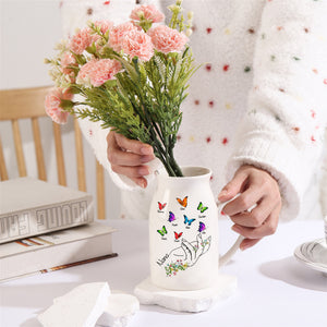Personalized Mom With Kids Names Flower Vase, Custom Vase Gifts for Mom, Grandma Gifts, Custom Mom Birthday Jug Vase