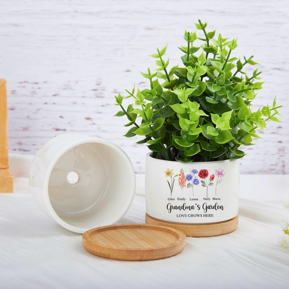 Personalised Birth Flower Mini Pot, Mothers Day Plant Pot, Grandma's Garden Pot for Mom Nanny, Family Flower Plant Pot, Perfect Gift for Her