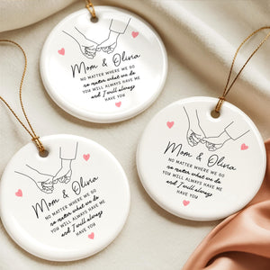 Personalized Mom & Daughter Holding Hands Ceramic Ornament Custom Name Gift for Mom, Sweet Mother s Day Keepsake, Loving Family Memory Decoration