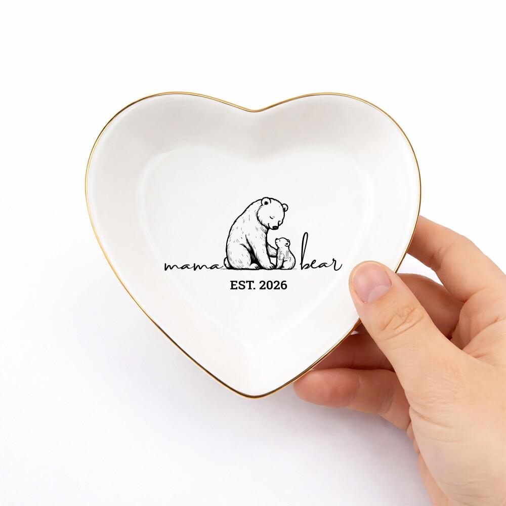 Mama Bear Jewelry Dish, Personalized Jewelry Dish for Mom, Custom Mom Gift, Mother s Day Gift, New Mom Keepsake, Custom Trinket Tray