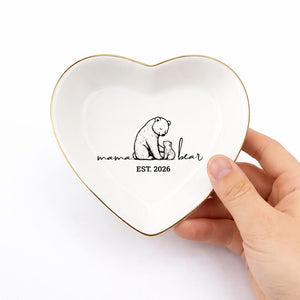Mama Bear Jewelry Dish, Personalized Jewelry Dish for Mom, Custom Mom Gift, Mother s Day Gift, New Mom Keepsake, Custom Trinket Tray
