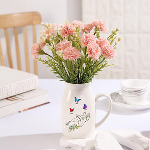 Personalized Mom With Kids Names Flower Vase, Custom Vase Gifts for Mom, Grandma Gifts, Custom Mom Birthday Jug Vase