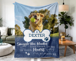 Personalized Dog Photo Memorial Blanket, Pet Loss Remembrance Gift For Dog Mom Dad