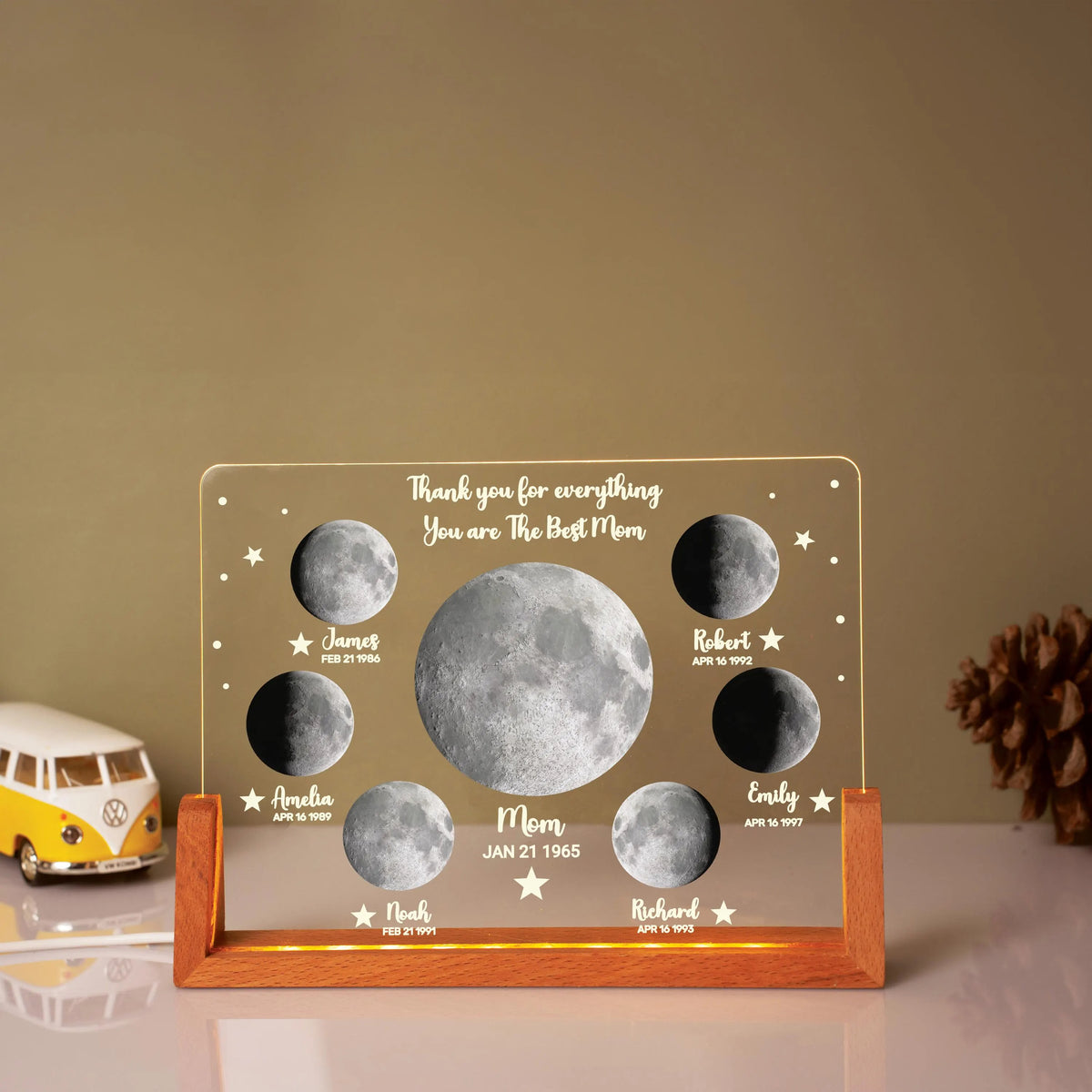 Personalized Moon Phase by Date, Custom Moon Phase Night Light, Mother s Day Gift, Gift For Mom, Custom Lunar By Date Gifts, Mama Gift
