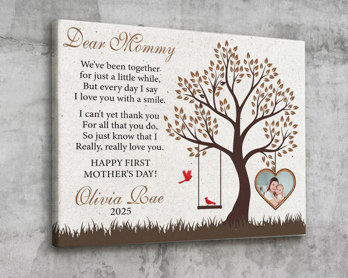 First Mother's Day Gift, New Mom Gift, Dear Mommy 1st Mother's Day Gift from Baby, First Time Mom Wall Art Canvas Ready to Hang