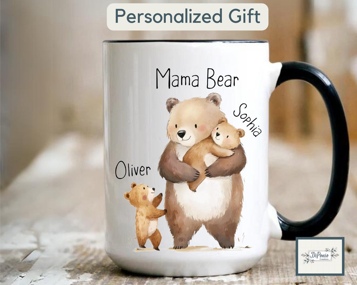 Personalized Mama Bear Mug Gift Custom Mother's Day Gift Mom Mug Momma Bear and Cub Mug Unique Gift for Mom Custom Mug Mom Birthday Gift Mug