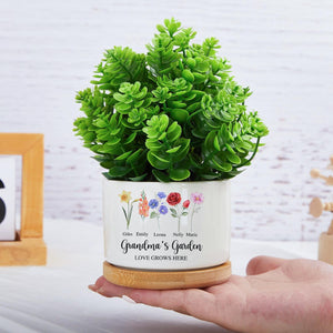 Personalised Birth Flower Mini Pot, Mothers Day Plant Pot, Grandma's Garden Pot for Mom Nanny, Family Flower Plant Pot, Perfect Gift for Her