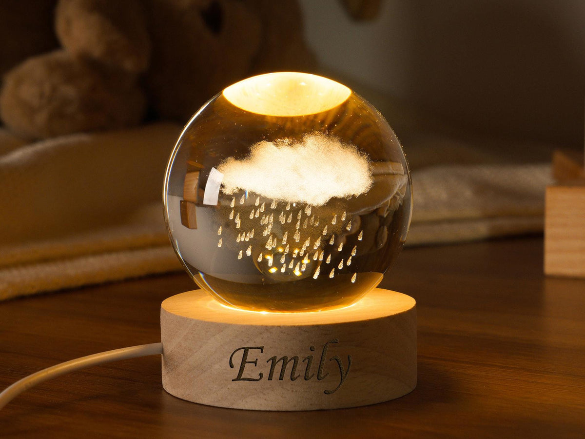 Custom Name Night Light, Solar System & Moon Night Light, Crystal Ball Night Light, Baby Shower Gift, Birthday Gift, Kids Nursery Decor