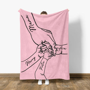 Personalized Mama Holding Hands Blanket: Kids Names Blanket For Mom, Mother's Day Gift, Up to 10 Kids
