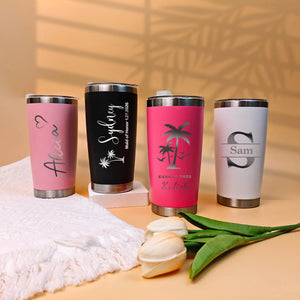 Personalized 20 oz Tumbler,Girls trip Mug,Stainless Steel Name Tumbler with straw,Custom Travel Mug,Laser Engraved Cups,Custom Beach Tumbler