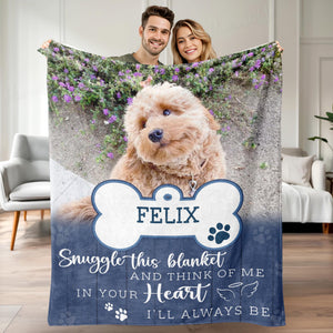 Personalized Dog Photo Memorial Blanket, Pet Loss Remembrance Gift For Dog Mom Dad
