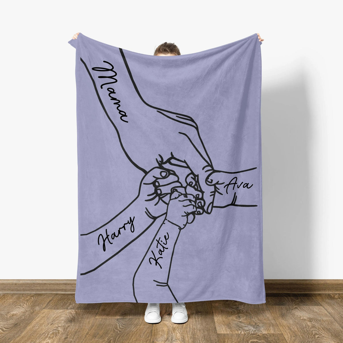 Personalized Mama Holding Hands Blanket: Kids Names Blanket For Mom, Mother's Day Gift, Up to 10 Kids