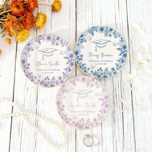 Personalized Graduation Ring Dish,Personalized College Ring Dish,Personalized Jewelry Dish for Grad,Graduation Gift For Her,Toile De Jouy