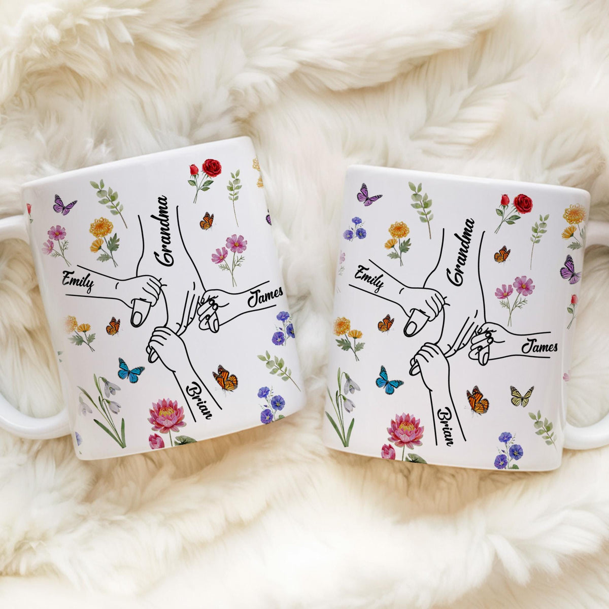 Personalized Holding Grandma's Hand Mug, Mothers Day Gift for Grandma, Grandma Gifts