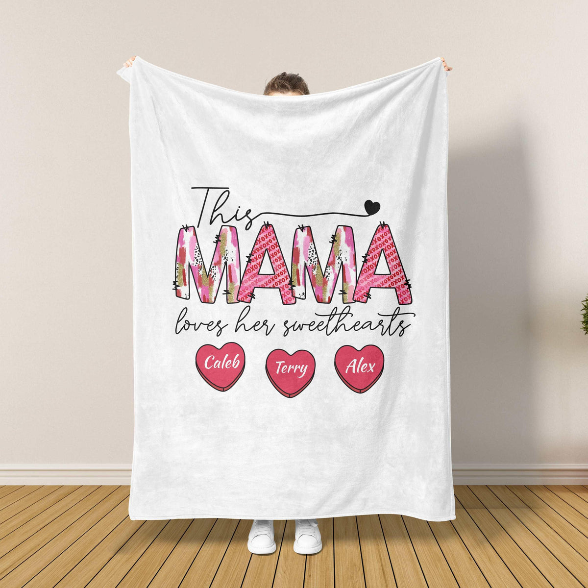 Personalized Mama Blanket With Kids Names: Sentimental Mom Gift For Mother's Day, Best Gift For Mother