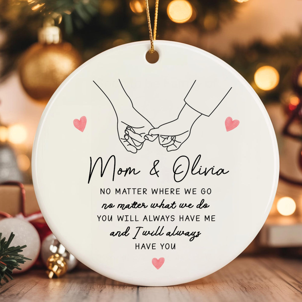 Personalized Mom & Daughter Holding Hands Ceramic Ornament Custom Name Gift for Mom, Sweet Mother s Day Keepsake, Loving Family Memory Decoration